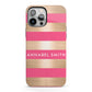 Personalised Gold Pink Stripes Name Initial iPhone 13 Pro Max Full Wrap 3D Tough Case