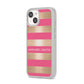 Personalised Gold Pink Stripes Name Initial iPhone 14 Clear Tough Case Starlight Angled Image