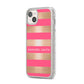Personalised Gold Pink Stripes Name Initial iPhone 14 Plus Glitter Tough Case Starlight Angled Image