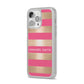 Personalised Gold Pink Stripes Name Initial iPhone 14 Pro Max Clear Tough Case Silver Angled Image