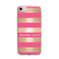 Personalised Gold Pink Stripes Name Initial iPhone 7 Bumper Case on Silver iPhone