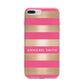 Personalised Gold Pink Stripes Name Initial iPhone 7 Plus Bumper Case on Silver iPhone