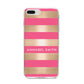 Personalised Gold Pink Stripes Name Initial iPhone 8 Plus Bumper Case on Silver iPhone