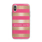 Personalised Gold Pink Stripes Name Initial iPhone X Bumper Case on Silver iPhone Alternative Image 1