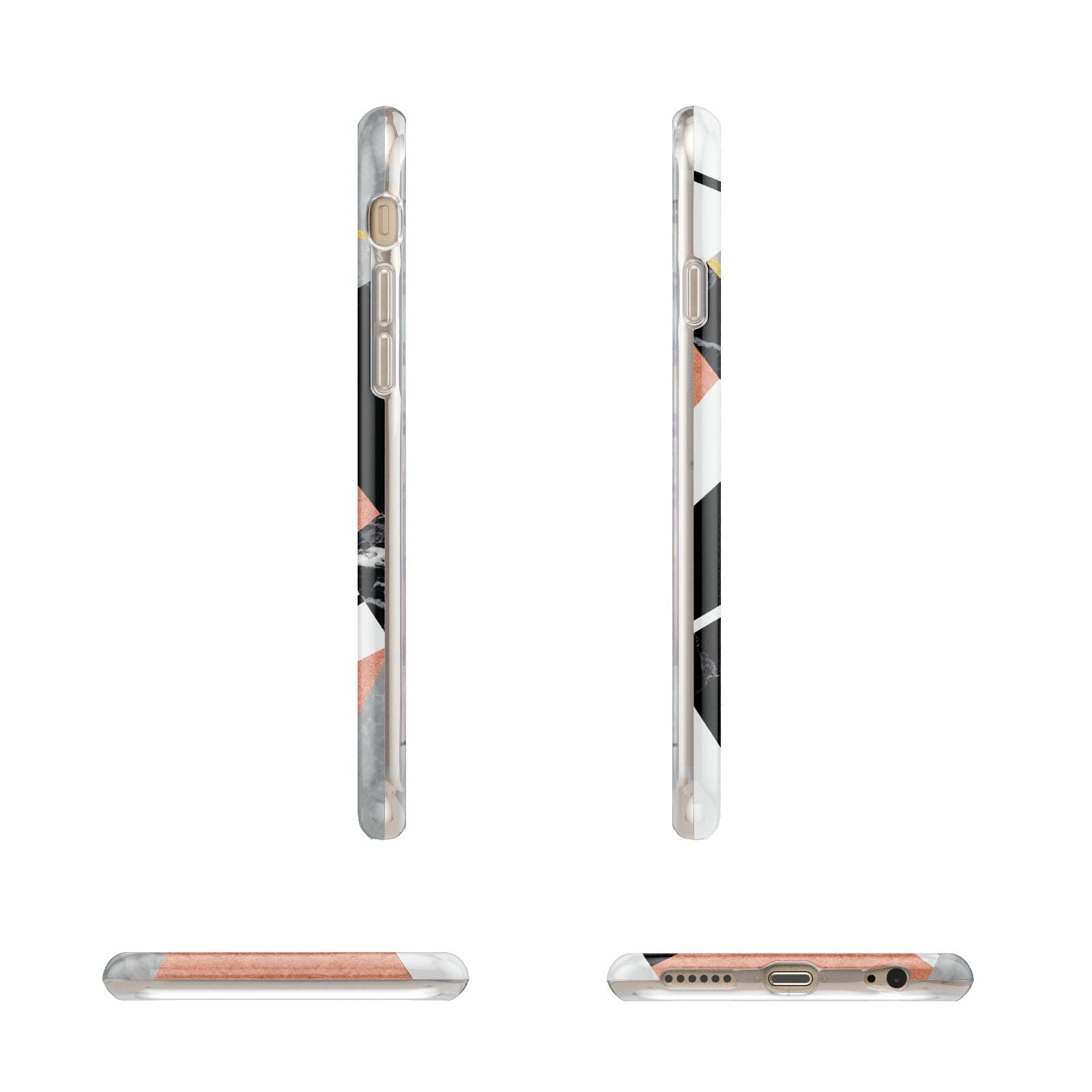 Personalised Gold Rose Monogram Apple iPhone 6 3D Wrap Tough Case Alternative Image Angles
