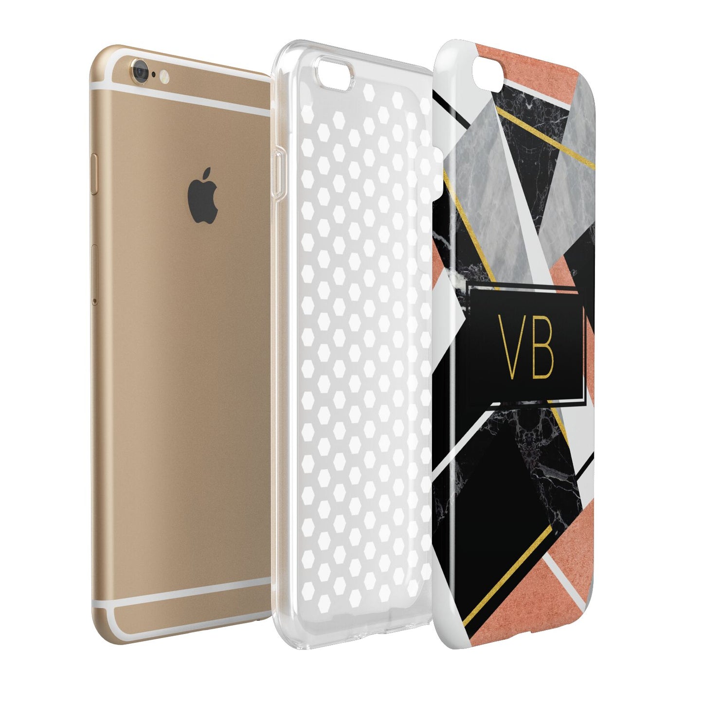 Personalised Gold Rose Monogram Apple iPhone 6 Plus 3D Tough Case Expand Detail Image