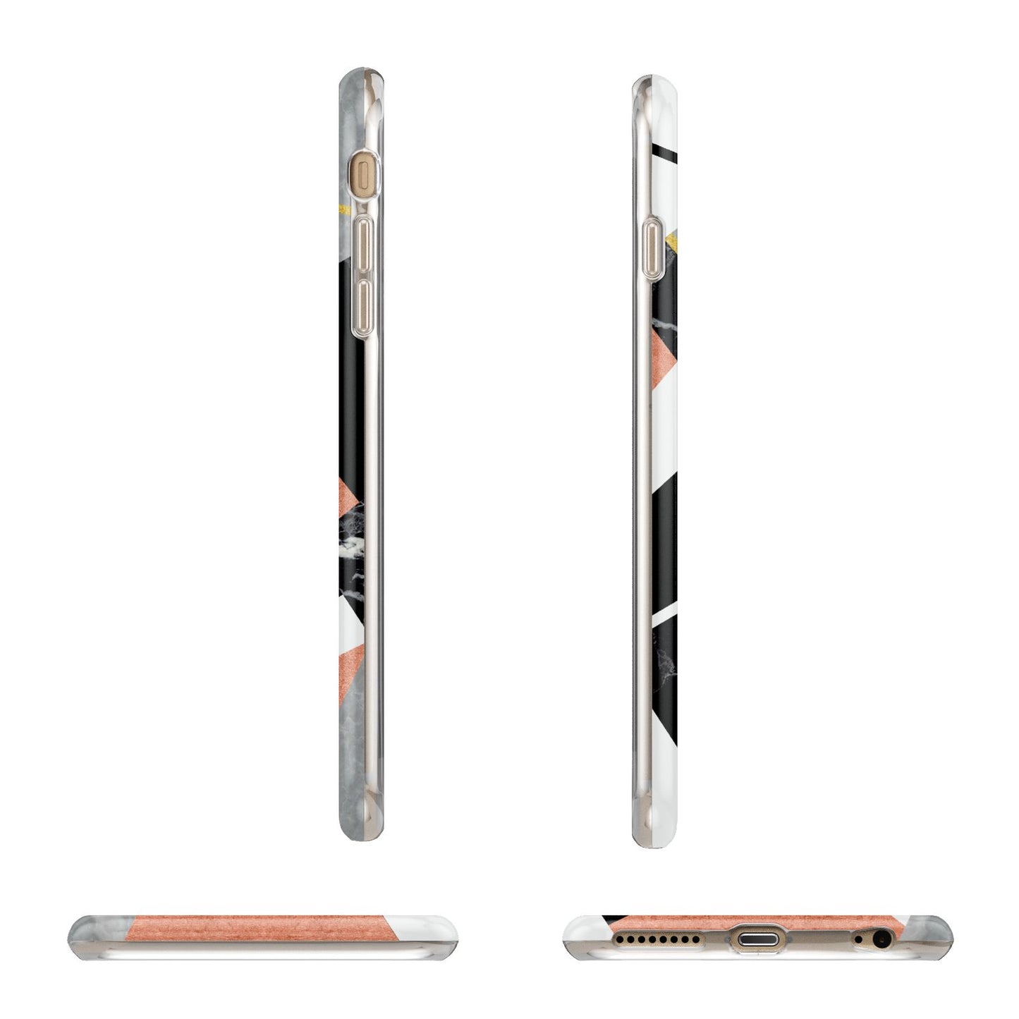 Personalised Gold Rose Monogram Apple iPhone 6 Plus 3D Wrap Tough Case Alternative Image Angles