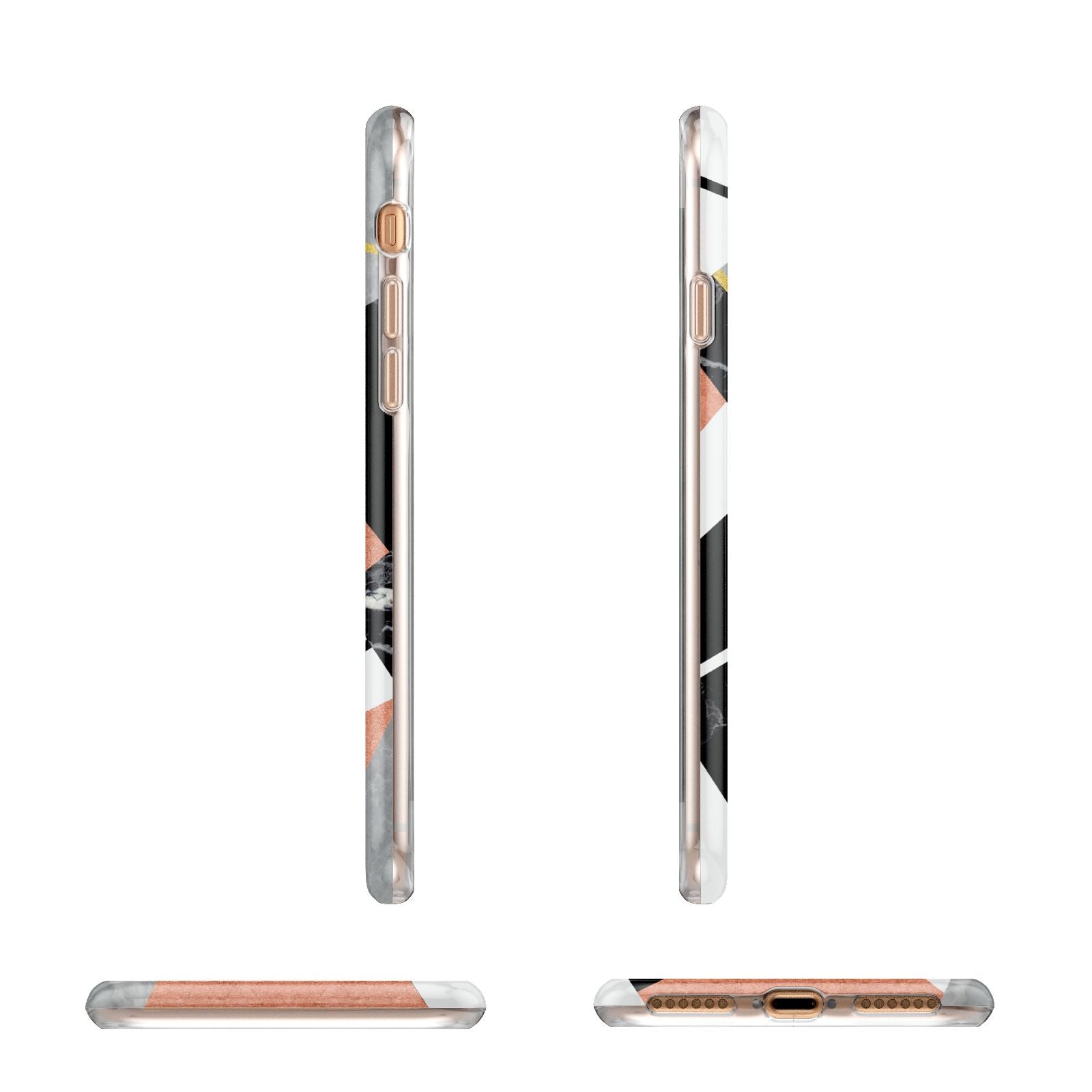 Personalised Gold Rose Monogram Apple iPhone 7 8 3D Wrap Tough Case Alternative Image Angles