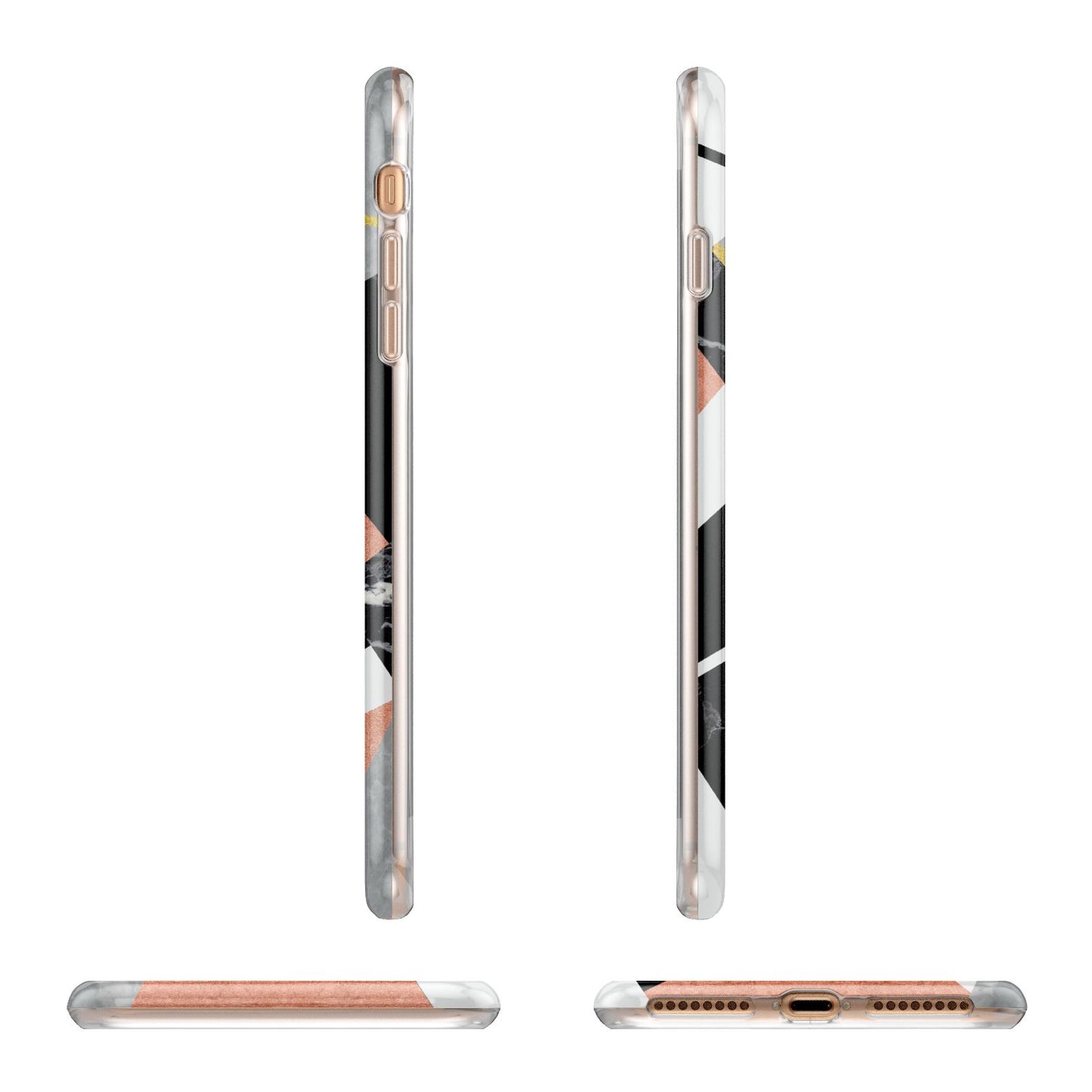 Personalised Gold Rose Monogram Apple iPhone 7 8 Plus 3D Wrap Tough Case Alternative Image Angles