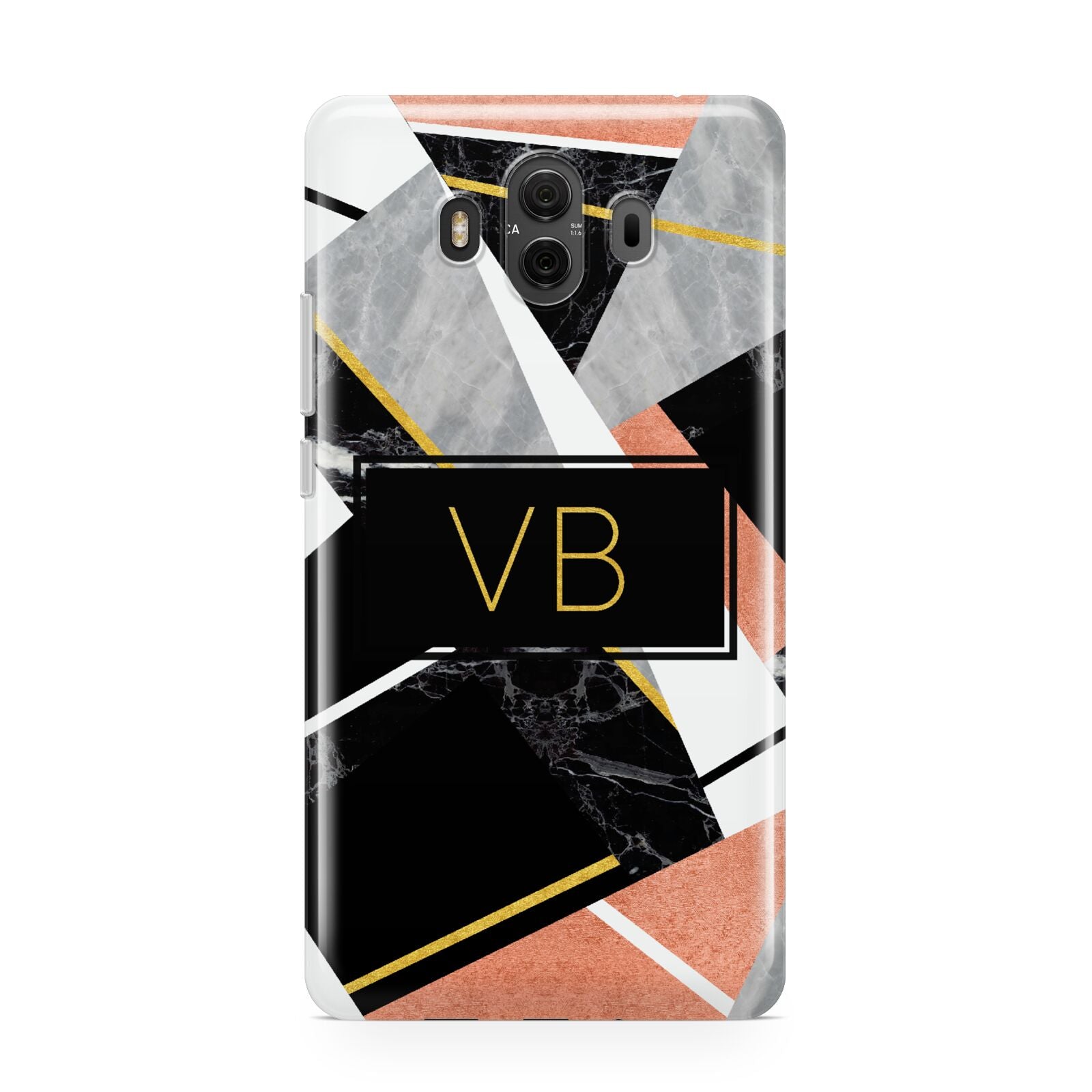 Personalised Gold Rose Monogram Huawei Mate 10 Protective Phone Case