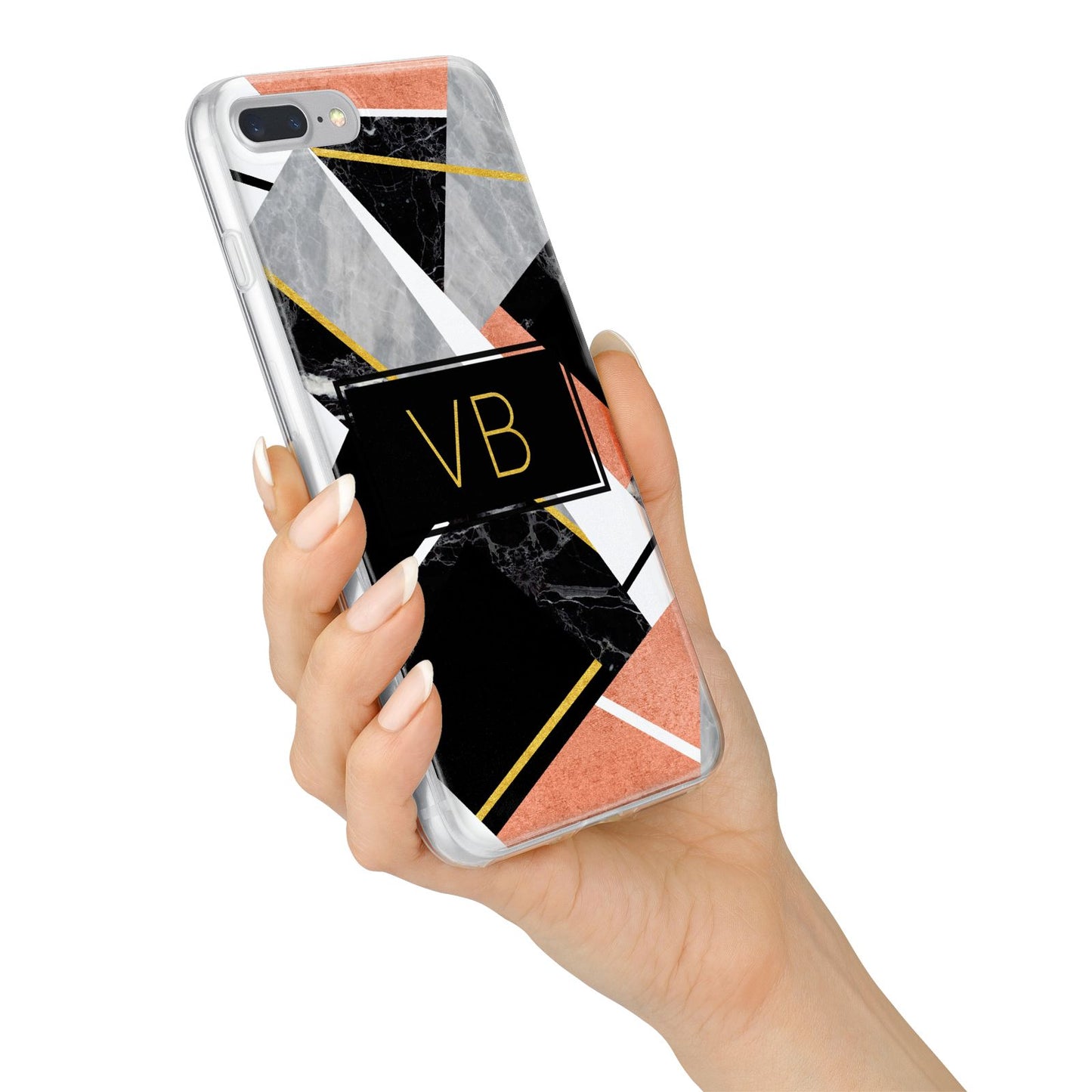 Personalised Gold Rose Monogram iPhone 7 Plus Bumper Case on Silver iPhone Alternative Image
