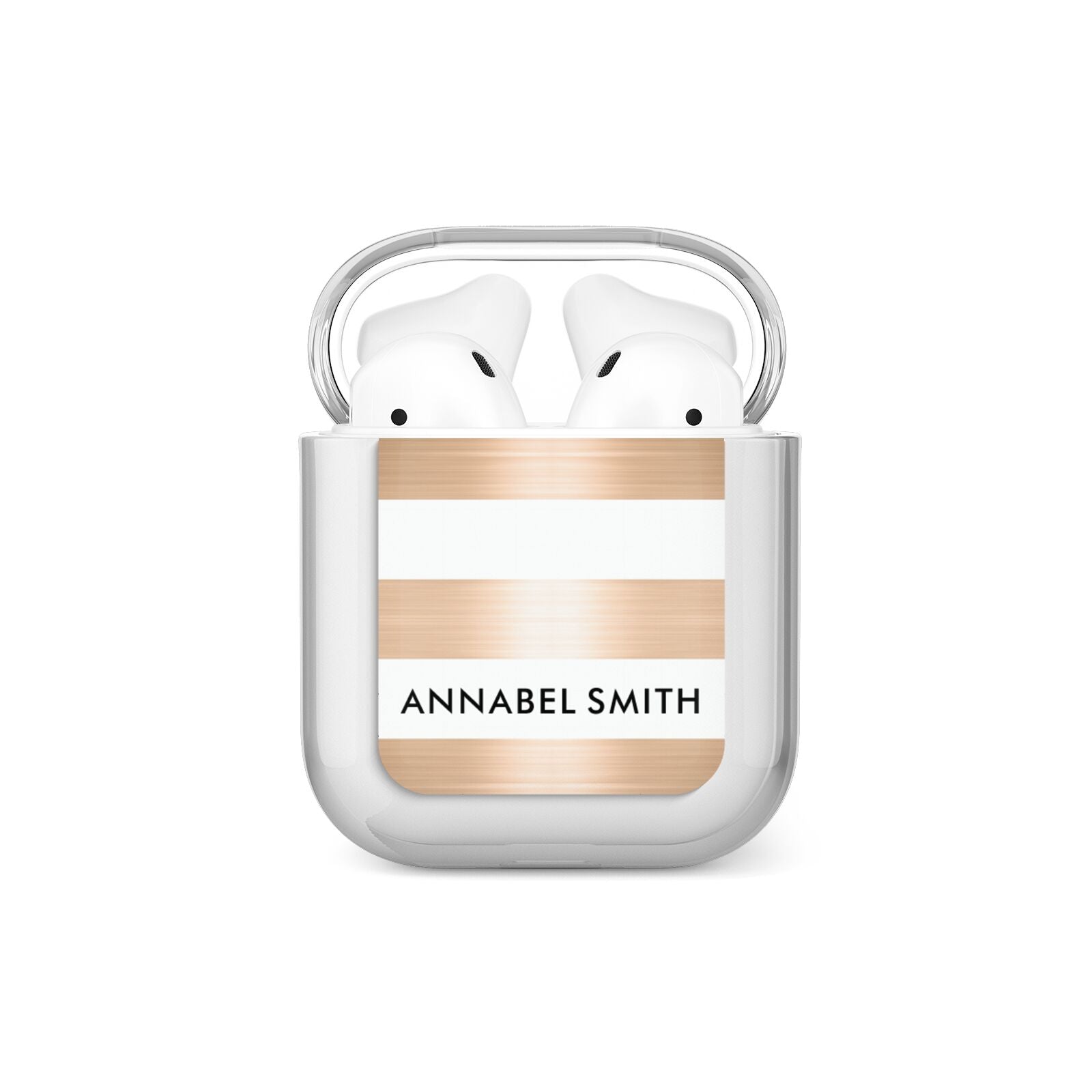 Personalised Gold Striped Name Initials AirPods Case