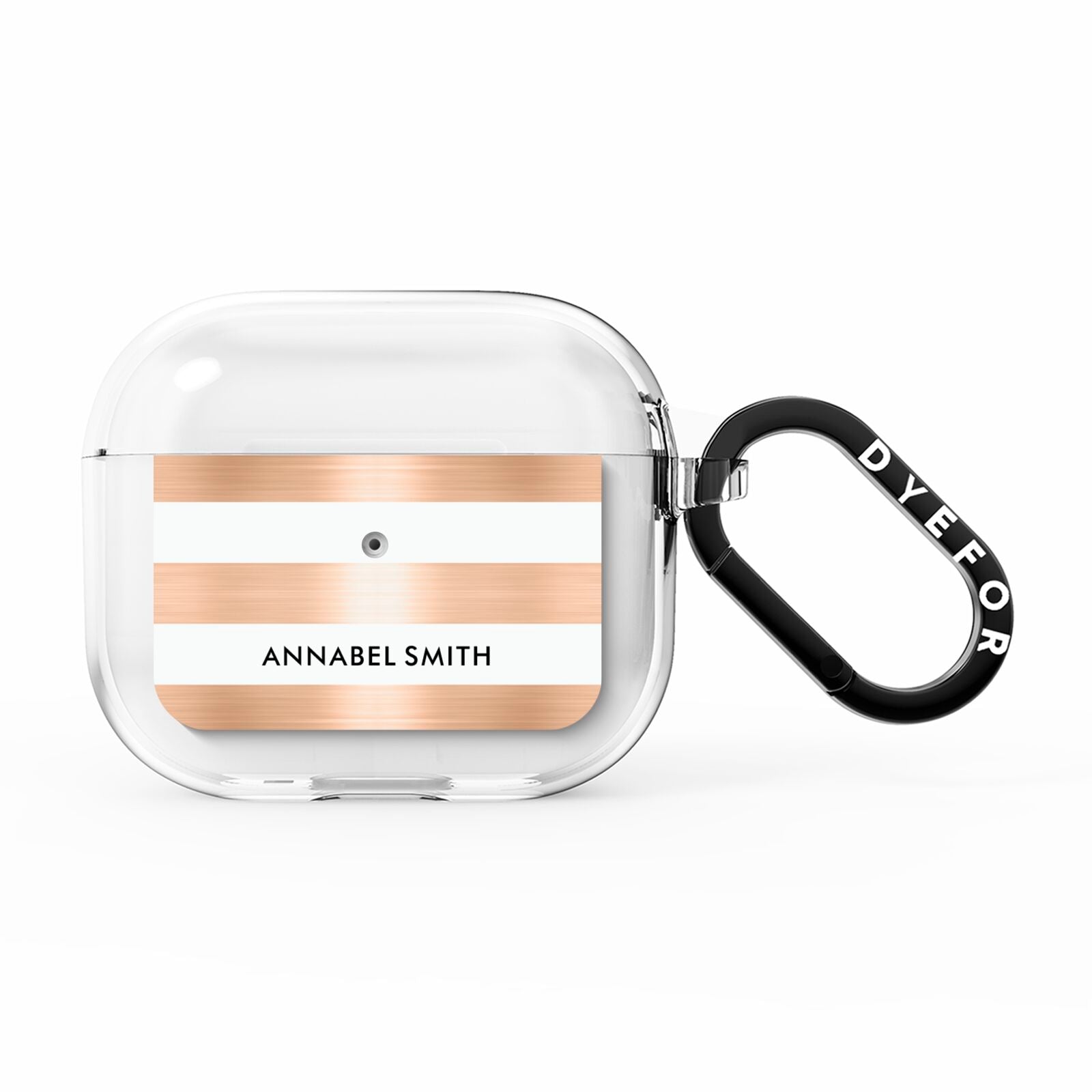Personalised Gold Striped Name Initials AirPods Clear Case 3rd Gen