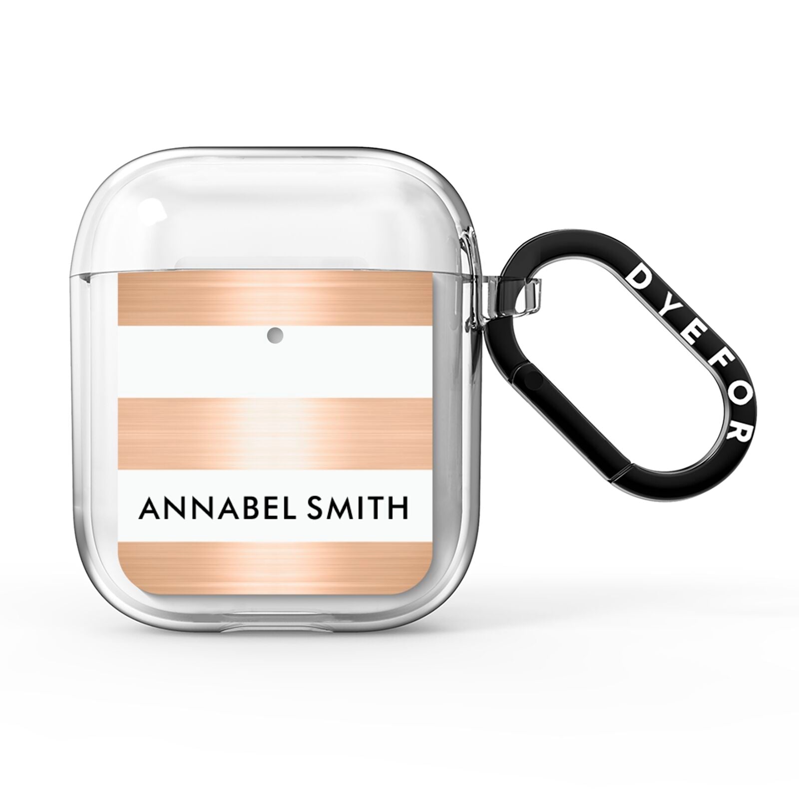 Personalised Gold Striped Name Initials AirPods Clear Case