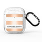 Personalised Gold Striped Name Initials AirPods Glitter Case