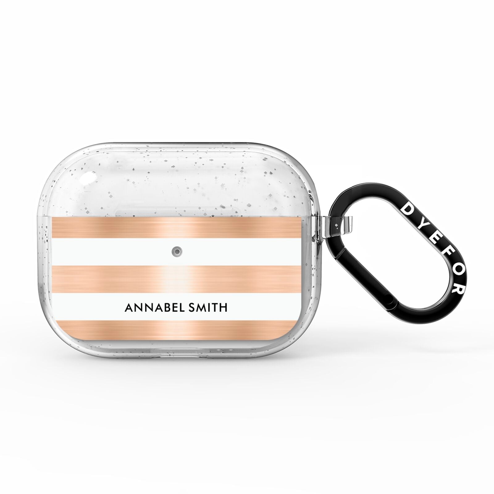 Personalised Gold Striped Name Initials AirPods Pro Glitter Case
