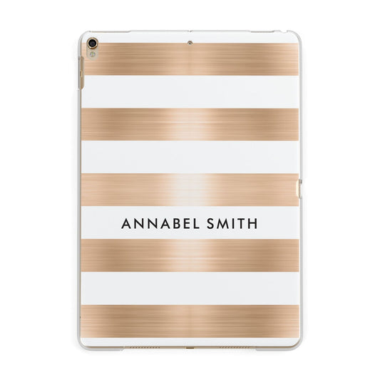 Personalised Gold Striped Name Initials Apple iPad Gold Case