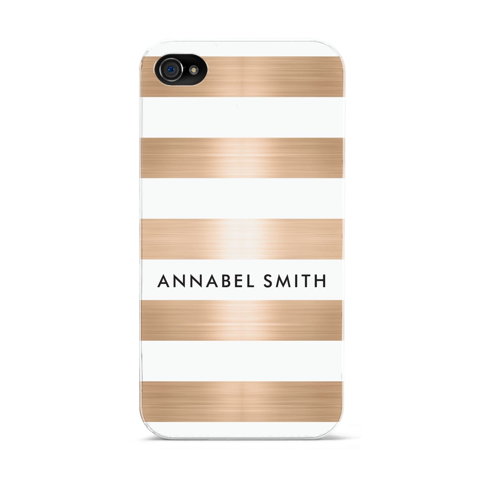 Personalised Gold Striped Name Initials Apple iPhone 4s Case