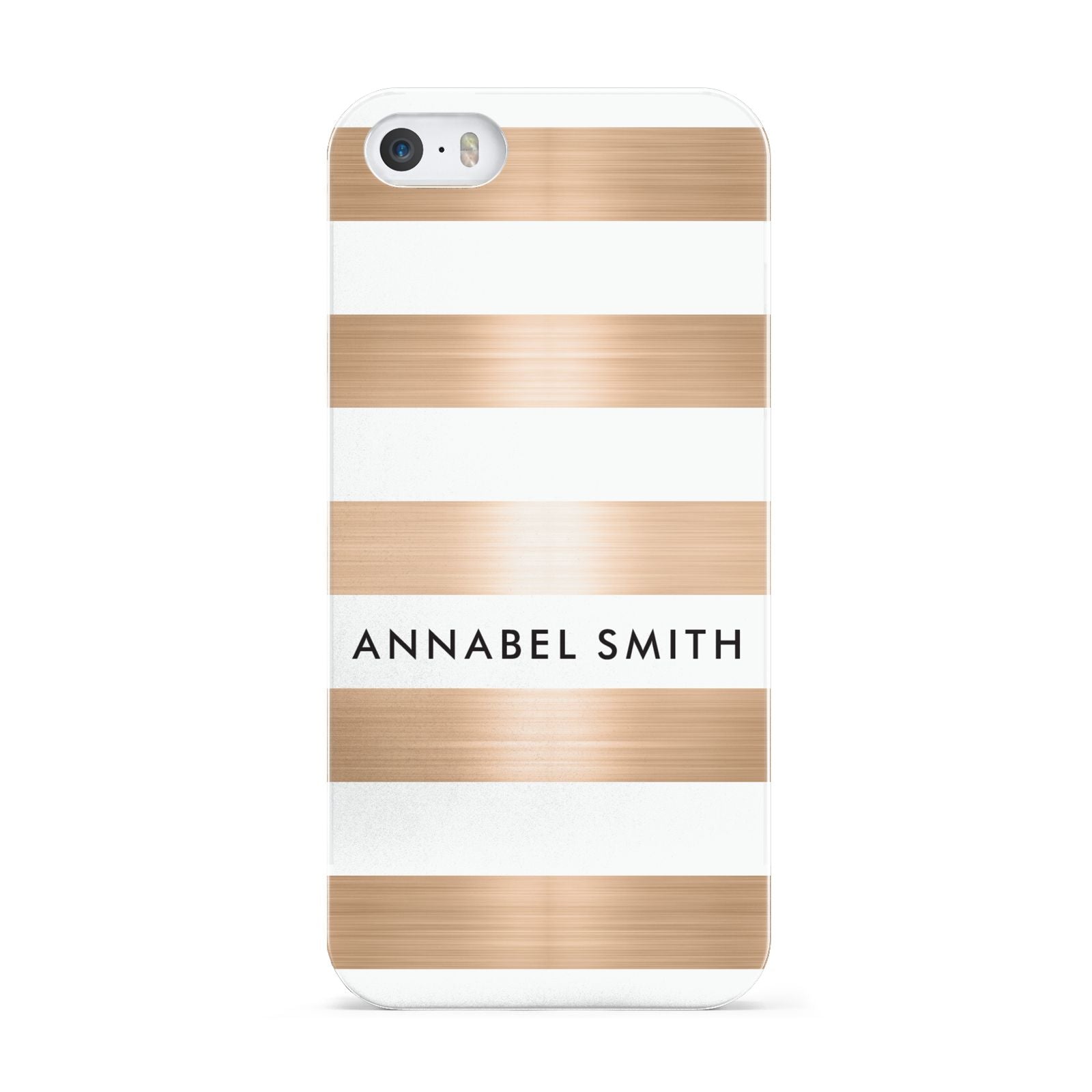 Personalised Gold Striped Name Initials Apple iPhone 5 Case
