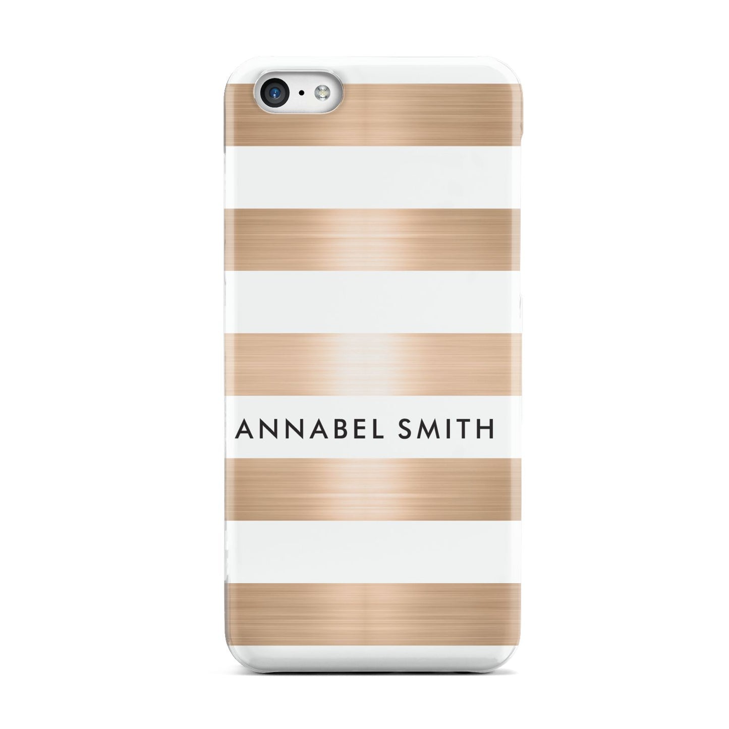 Personalised Gold Striped Name Initials Apple iPhone 5c Case