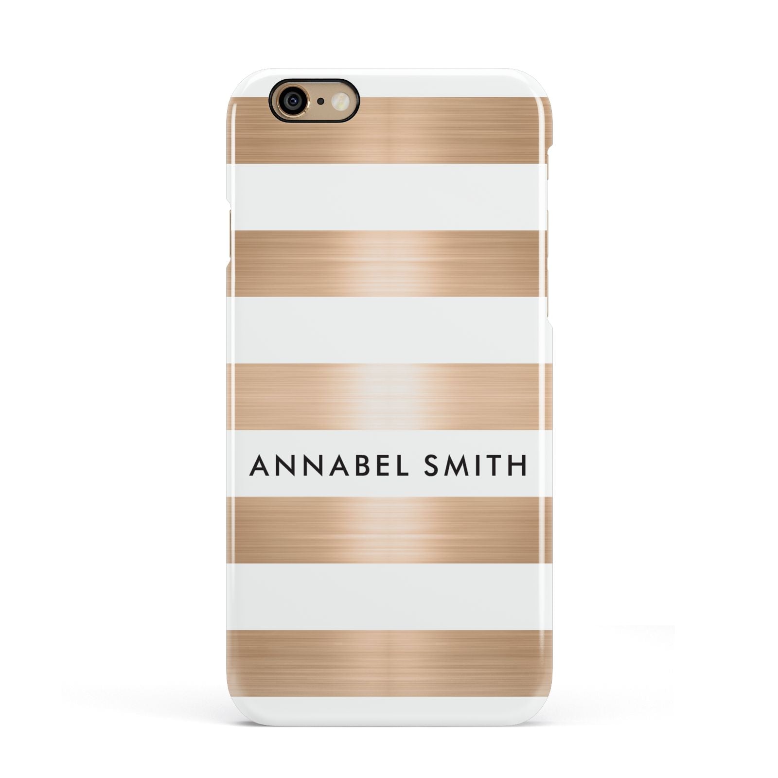 Personalised Gold Striped Name Initials Apple iPhone 6 3D Snap Case