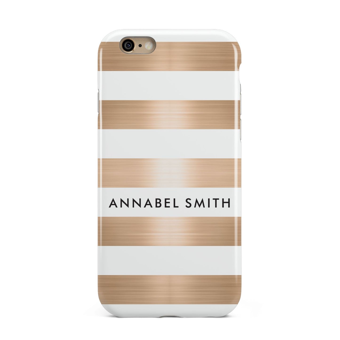 Personalised Gold Striped Name Initials Apple iPhone 6 3D Tough Case