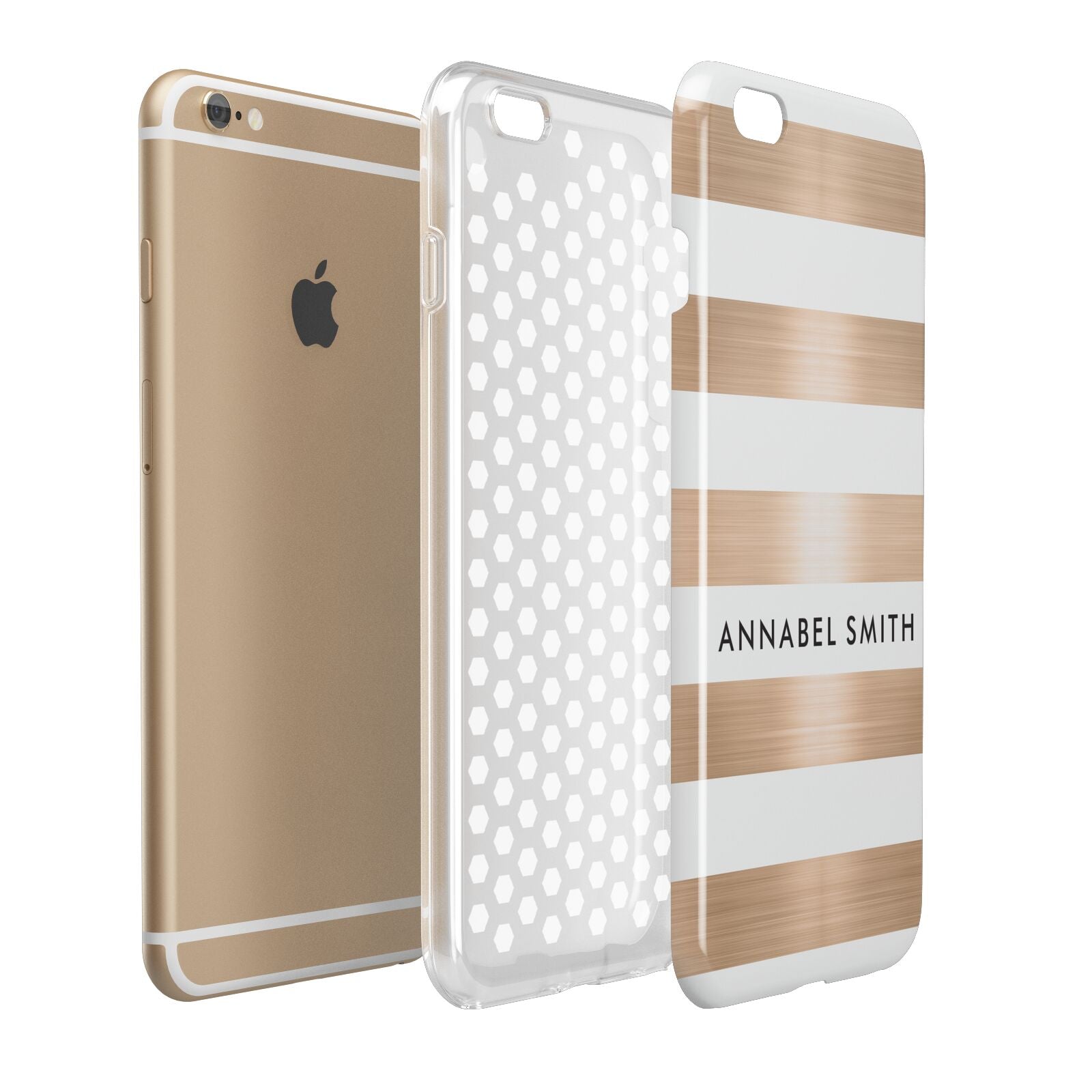 Personalised Gold Striped Name Initials Apple iPhone 6 Plus 3D Tough Case Expand Detail Image