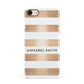 Personalised Gold Striped Name Initials Apple iPhone 7 8 3D Snap Case