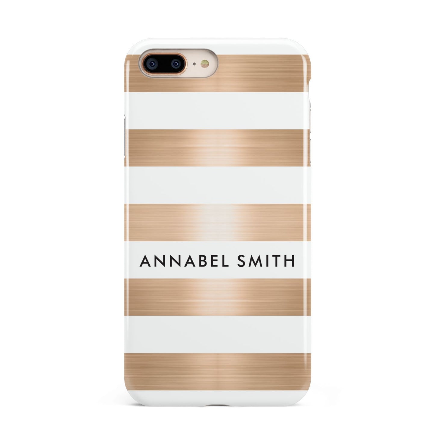 Personalised Gold Striped Name Initials Apple iPhone 7 8 Plus 3D Tough Case