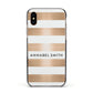 Personalised Gold Striped Name Initials Apple iPhone Xs Impact Case Black Edge on Gold Phone