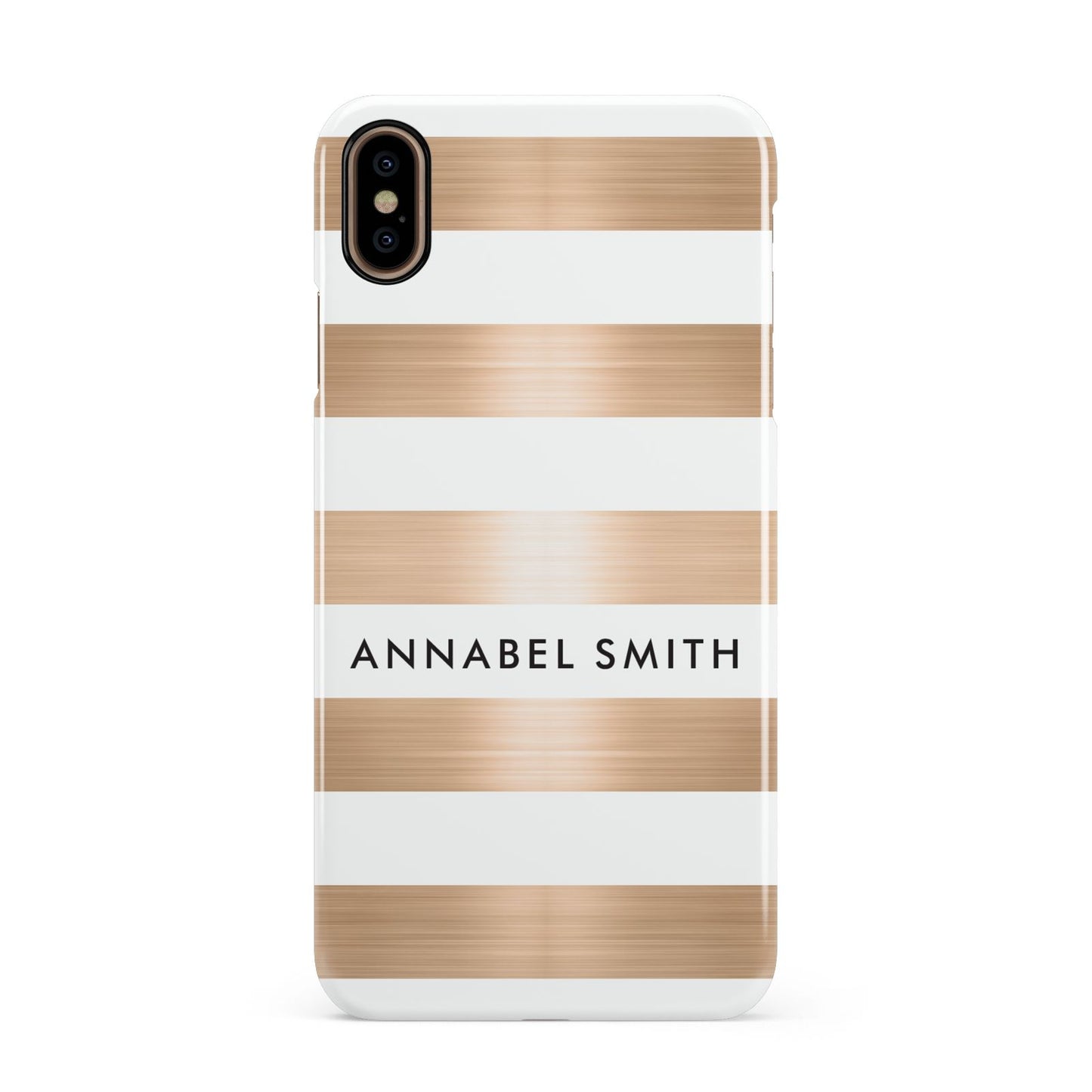 Personalised Gold Striped Name Initials Apple iPhone Xs Max 3D Snap Case