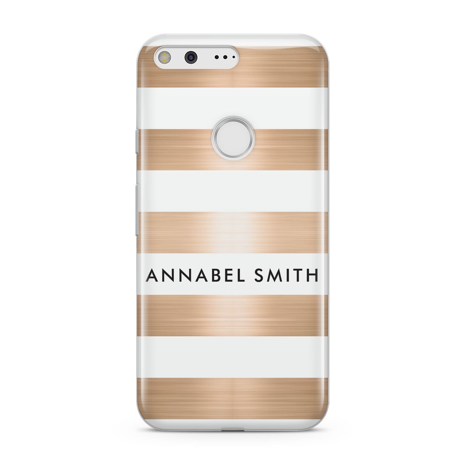 Personalised Gold Striped Name Initials Google Pixel Case