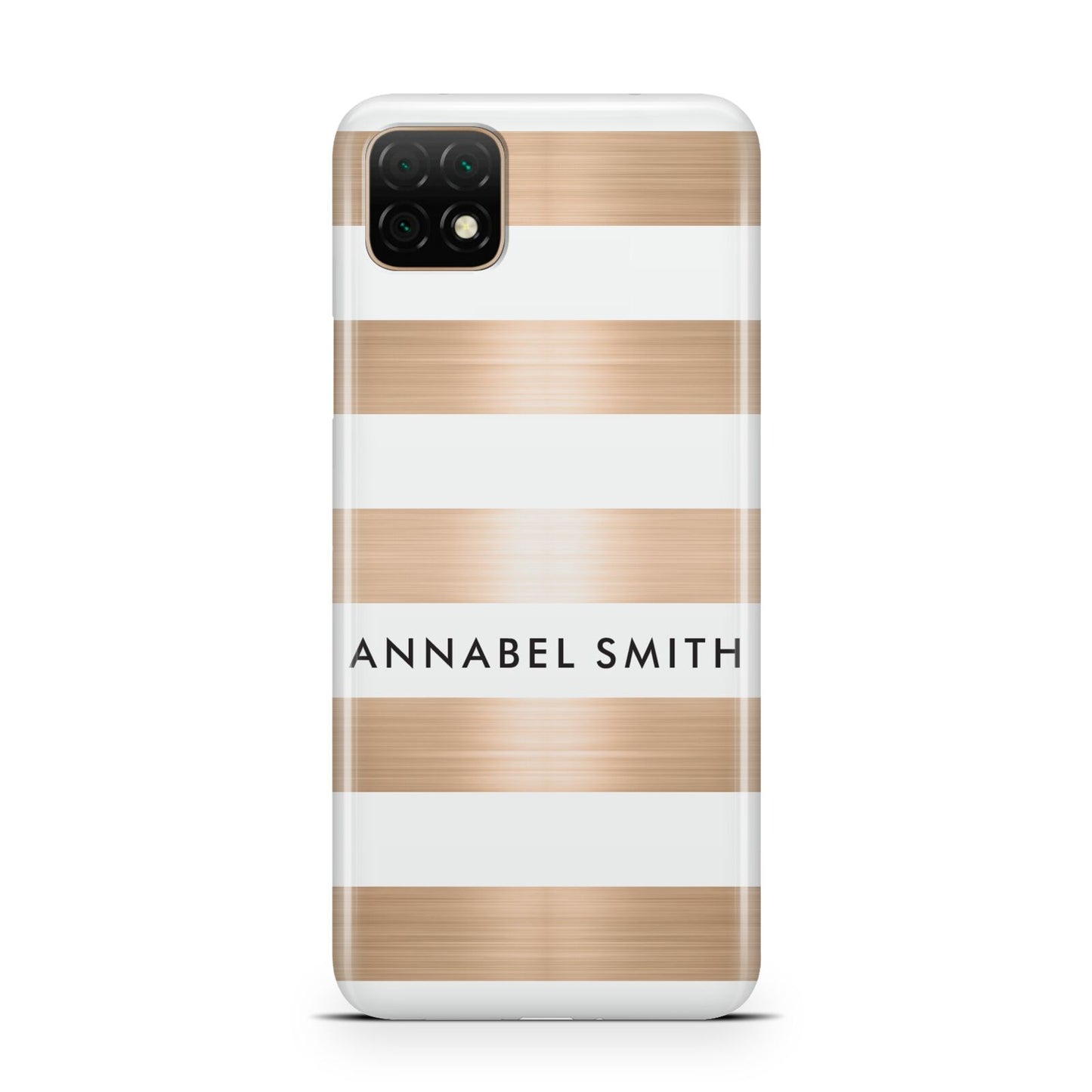 Personalised Gold Striped Name Initials Huawei Enjoy 20 Phone Case
