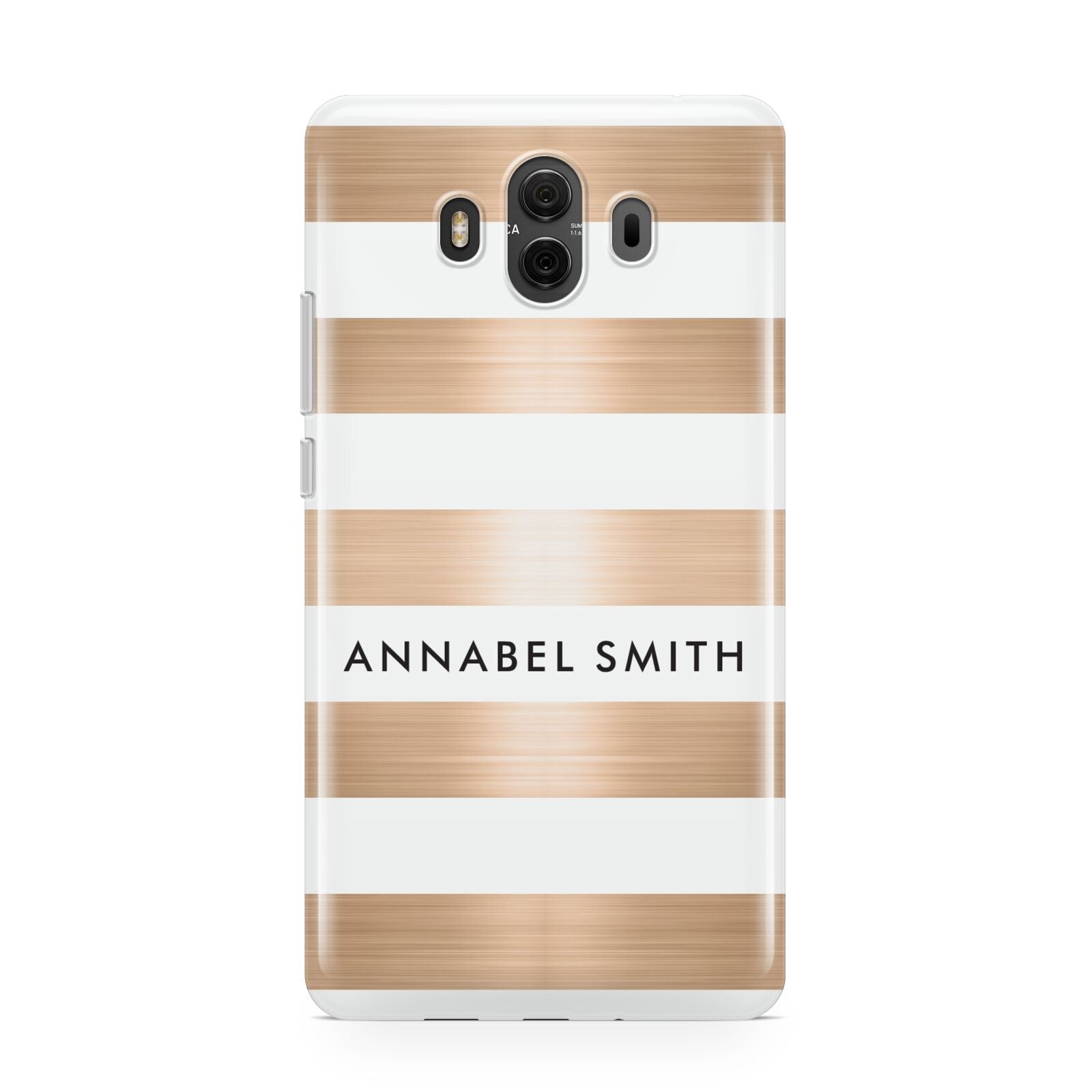 Personalised Gold Striped Name Initials Huawei Mate 10 Protective Phone Case