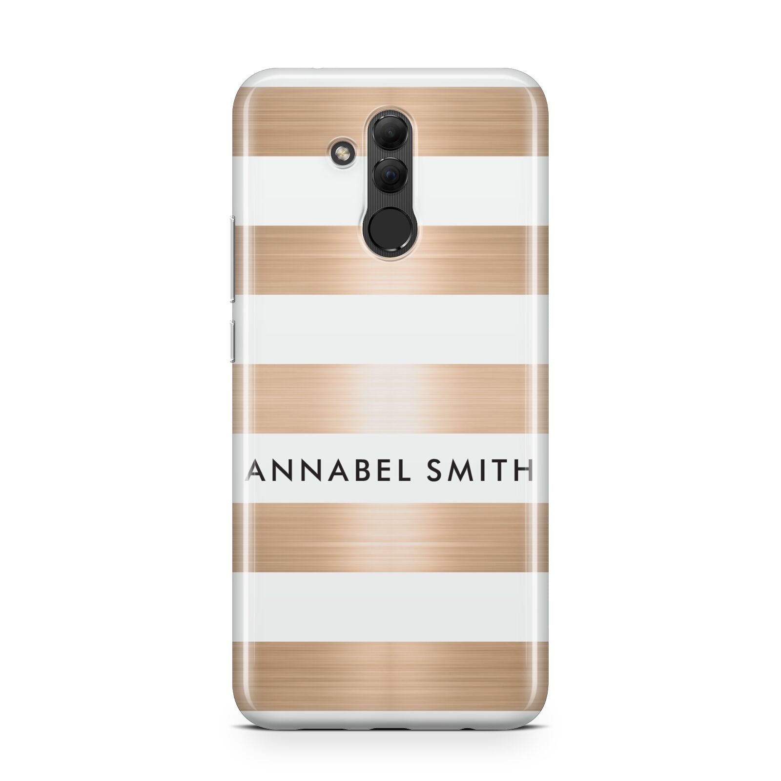Personalised Gold Striped Name Initials Huawei Mate 20 Lite