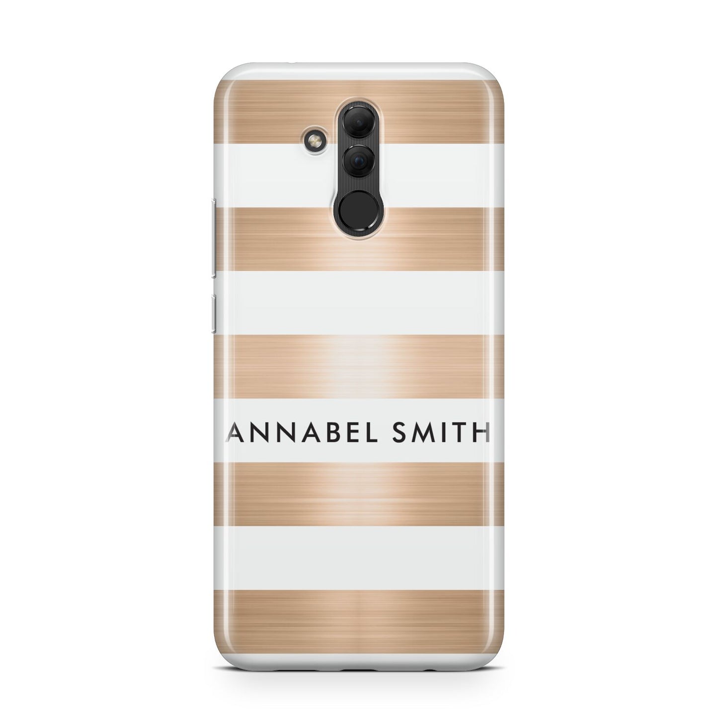 Personalised Gold Striped Name Initials Huawei Mate 20 Lite