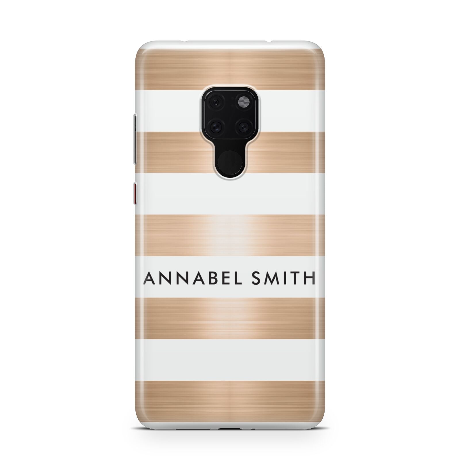 Personalised Gold Striped Name Initials Huawei Mate 20 Phone Case