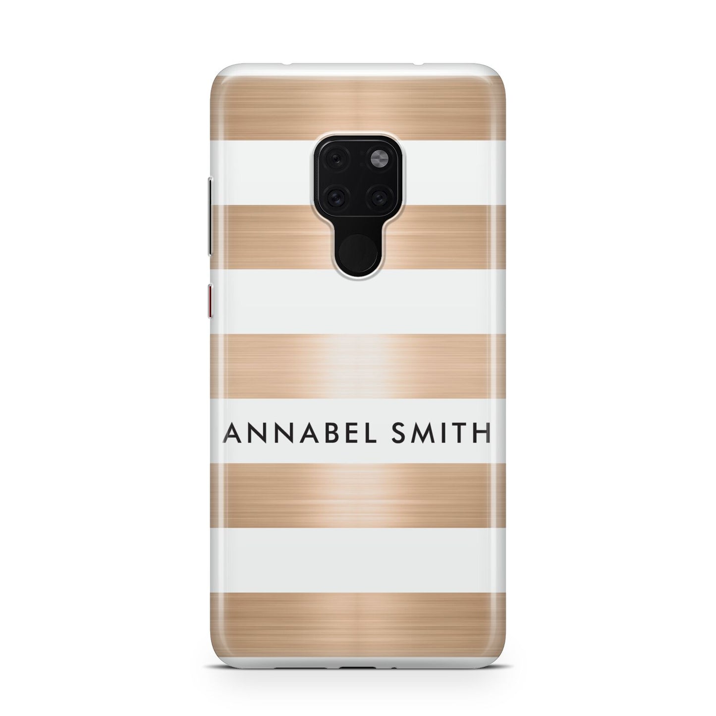 Personalised Gold Striped Name Initials Huawei Mate 20 Phone Case