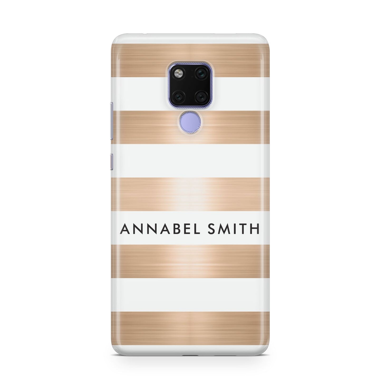 Personalised Gold Striped Name Initials Huawei Mate 20X Phone Case