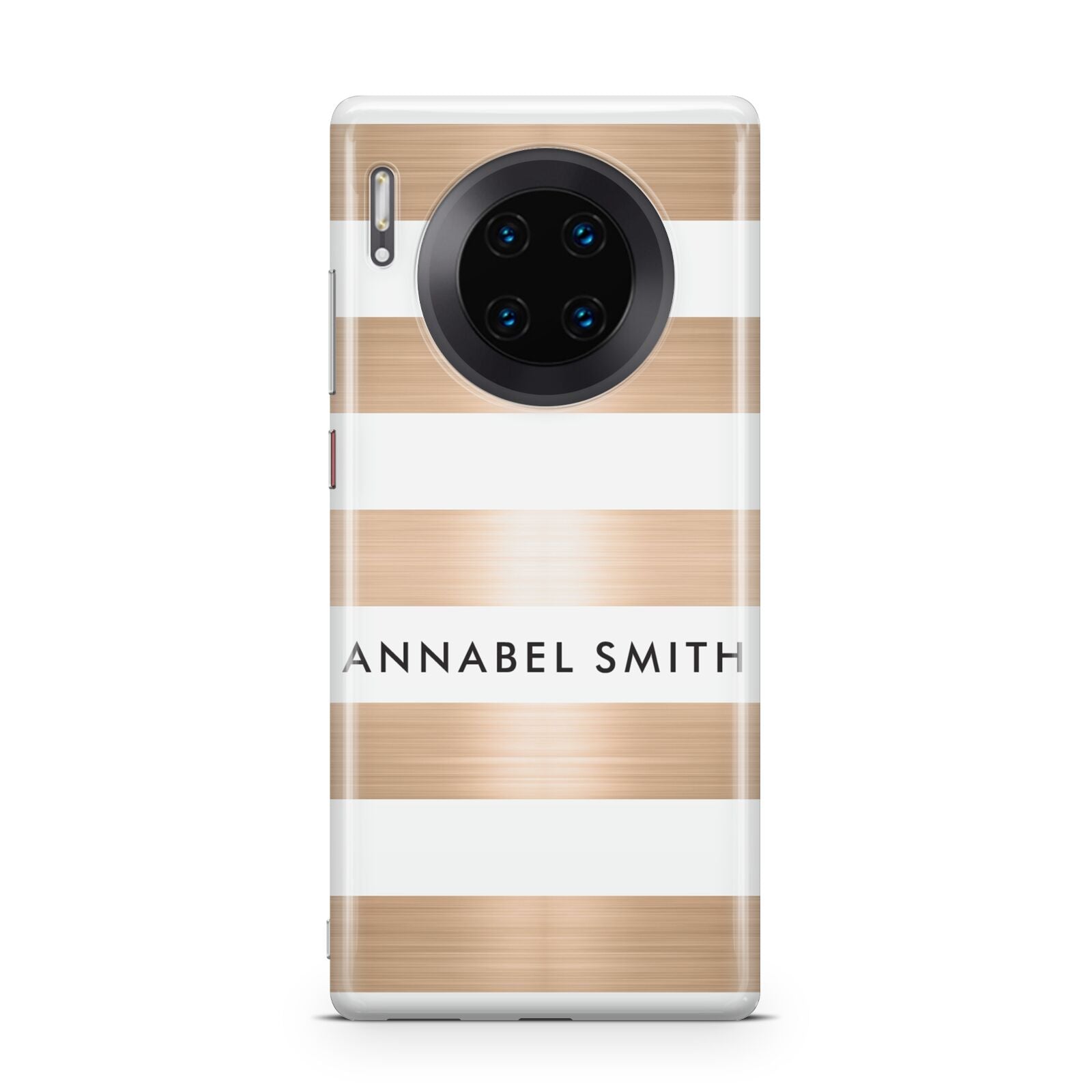 Personalised Gold Striped Name Initials Huawei Mate 30 Pro Phone Case