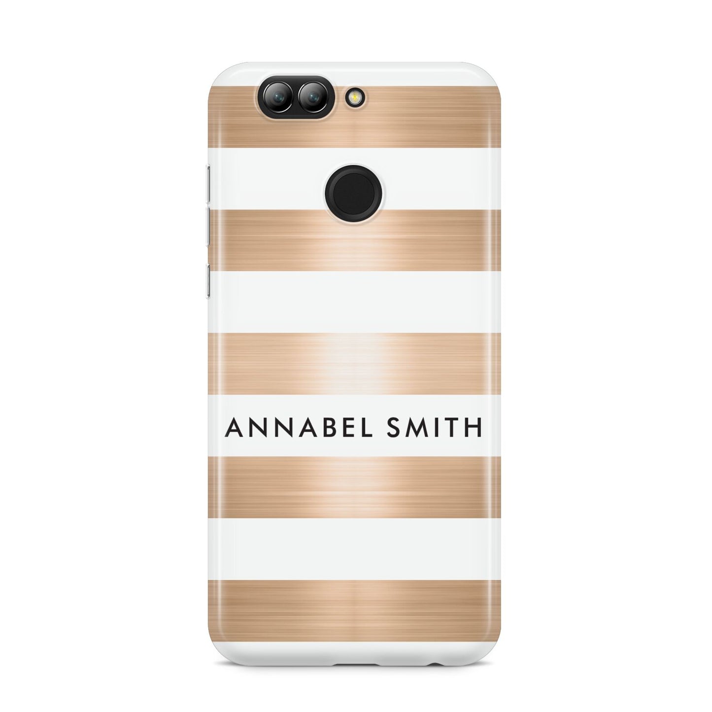 Personalised Gold Striped Name Initials Huawei Nova 2s Phone Case