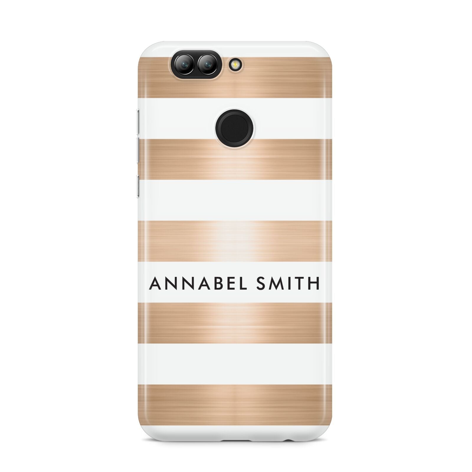 Personalised Gold Striped Name Initials Huawei Nova 2s Phone Case