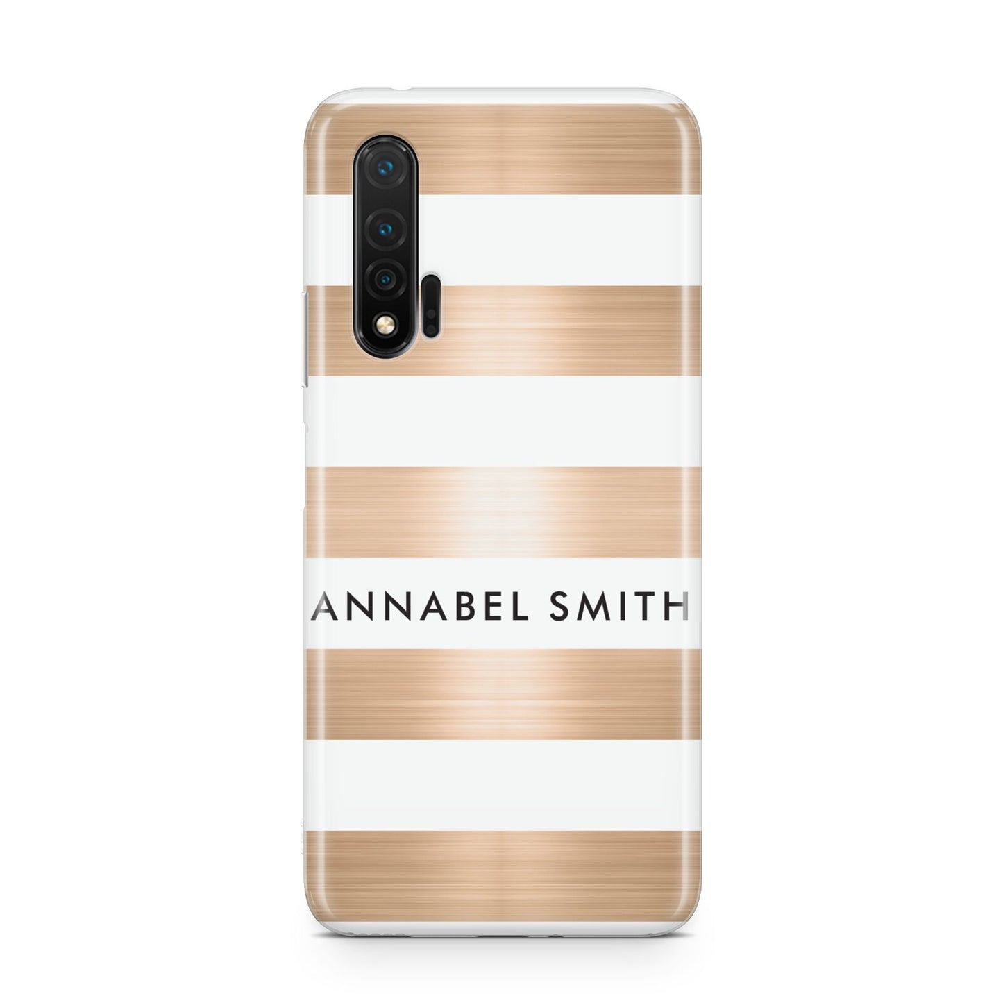 Personalised Gold Striped Name Initials Huawei Nova 6 Phone Case