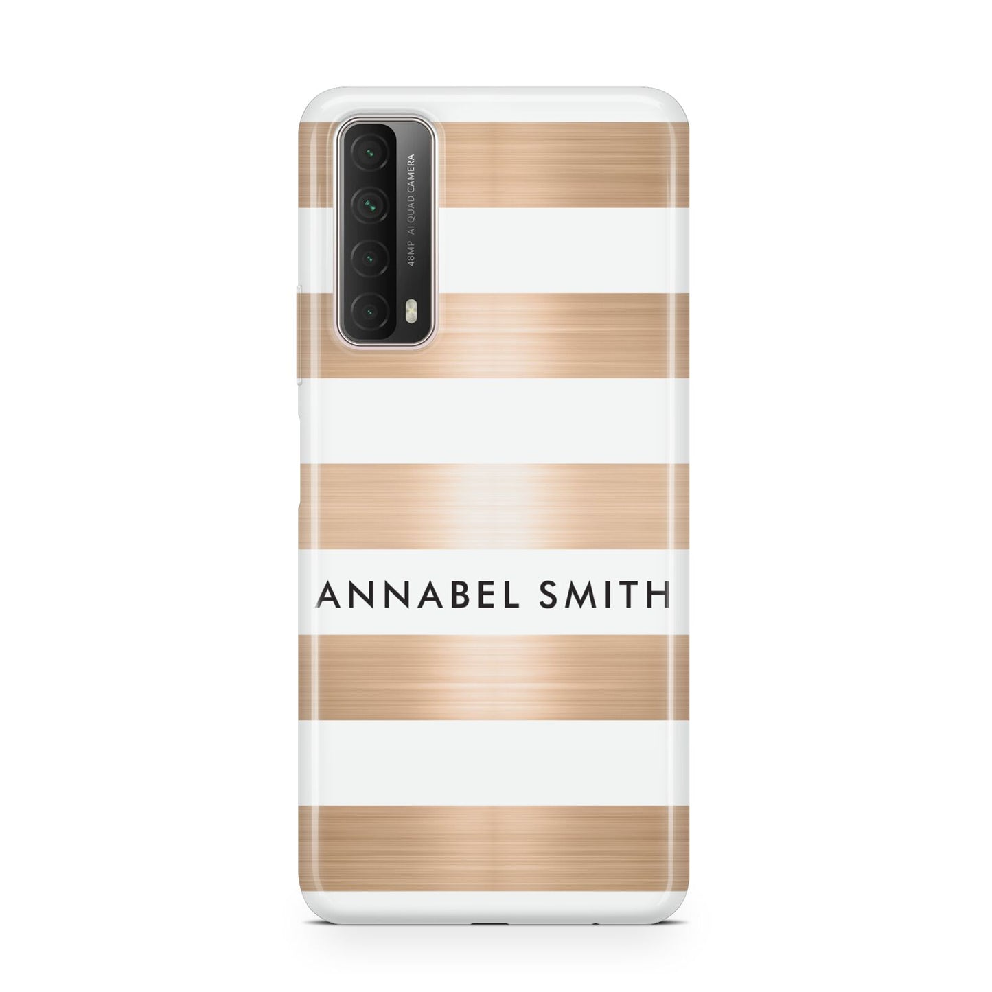 Personalised Gold Striped Name Initials Huawei P Smart 2021