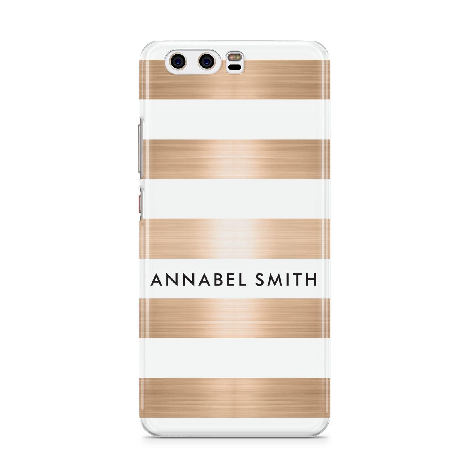Personalised Gold Striped Name Initials Huawei P10 Phone Case