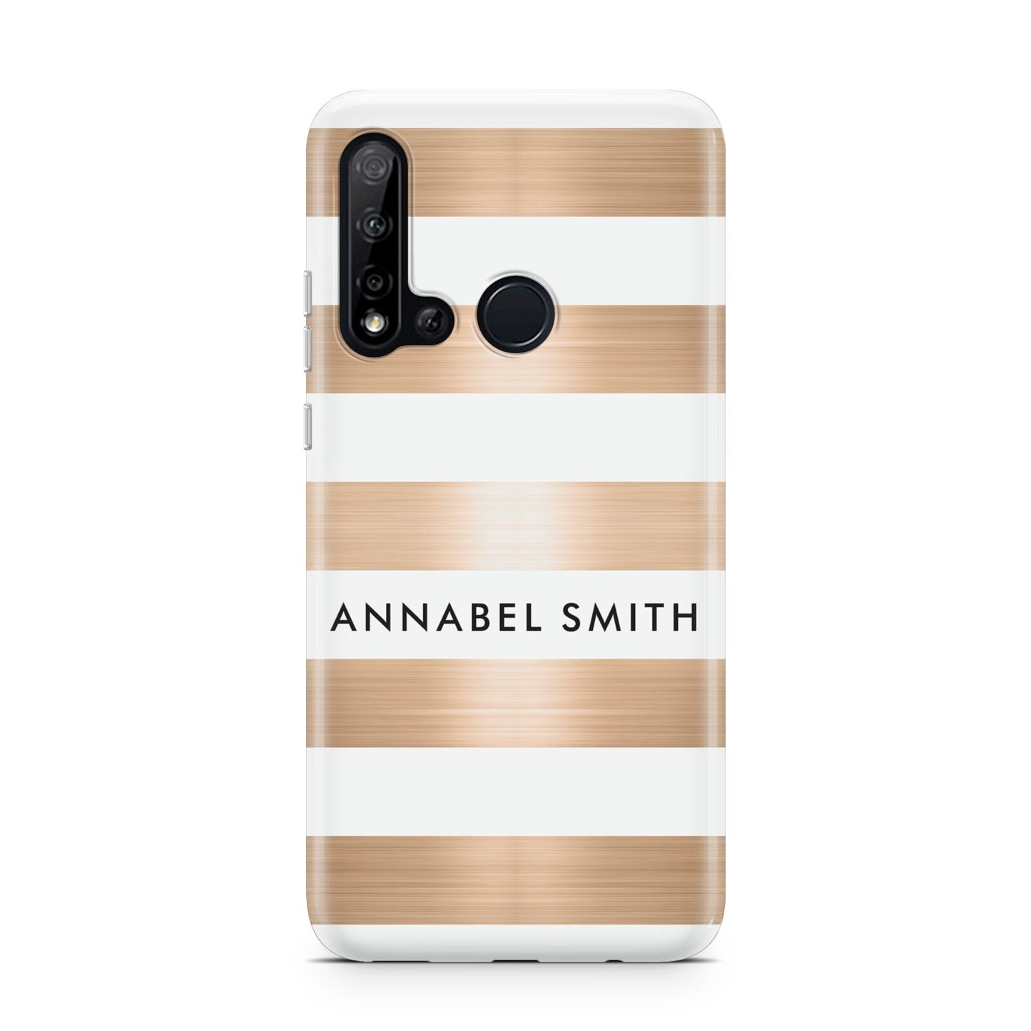 Personalised Gold Striped Name Initials Huawei P20 Lite 5G Phone Case