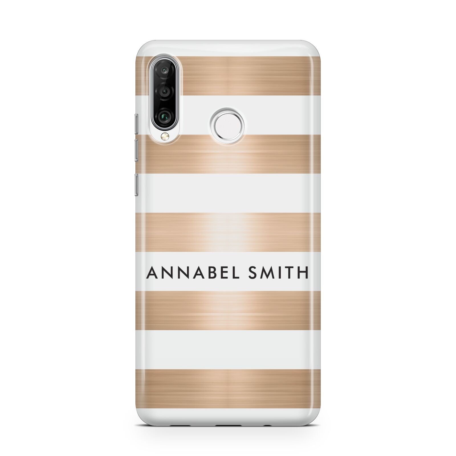 Personalised Gold Striped Name Initials Huawei P30 Lite Phone Case