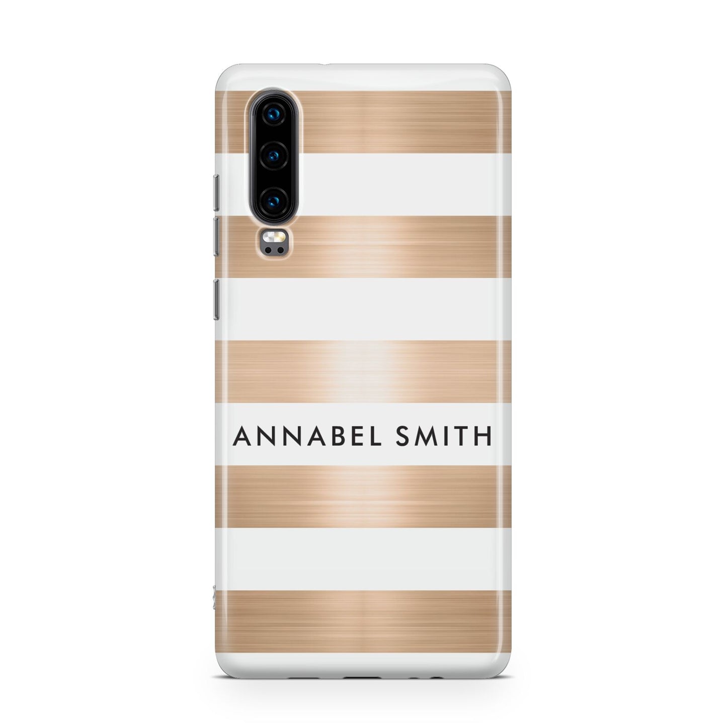 Personalised Gold Striped Name Initials Huawei P30 Phone Case