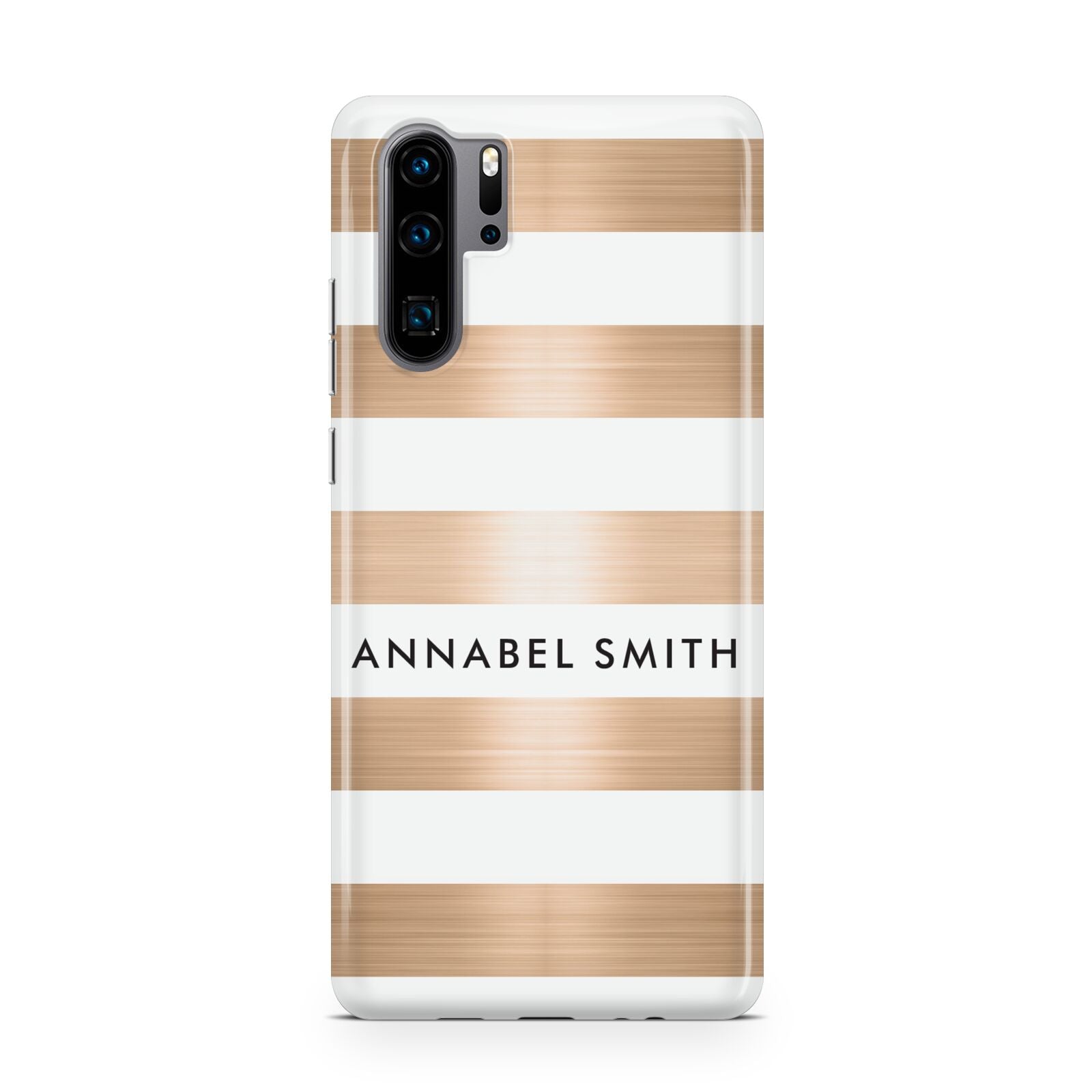 Personalised Gold Striped Name Initials Huawei P30 Pro Phone Case