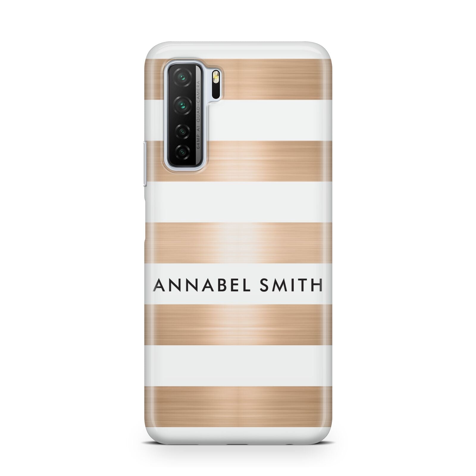 Personalised Gold Striped Name Initials Huawei P40 Lite 5G Phone Case